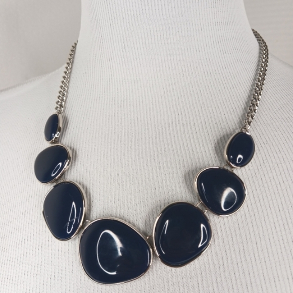 Necklace Blue Silver 21"